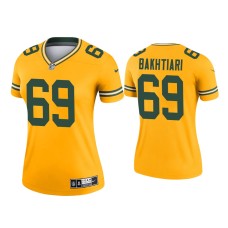 Women's Green Bay Packers #69 David Bakhtiari Gold Inverted Legend Jersey