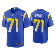 Men's Los Angeles Rams #71 2020 Bobby Evans Royal Game Jersey