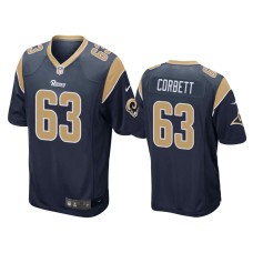 Men's Los Angeles Rams #63 Austin Corbett Navy Game Jersey