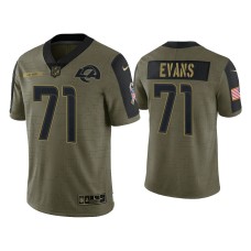 Men's Los Angeles Rams #71 Bobby Evans Olive 2021 Salute To Service Limited Jersey