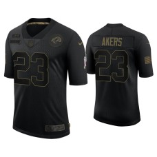 Men's Los Angeles Rams #23 Cam Akers Black 2020 Salute to Service Limited Jersey