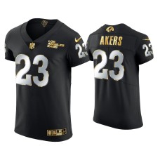 Men's Los Angeles Rams #23 Cam Akers Black Golden Edition Vapor Elite Jersey