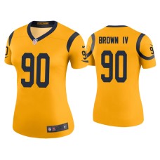 Women's Los Angeles Rams #90 Color Rush Legend Earnest Brown IV Gold Jersey