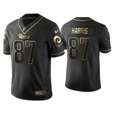 Men's Los Angeles Rams #87 Golden Edition Vapor Limited Jacob Harris Black Jersey