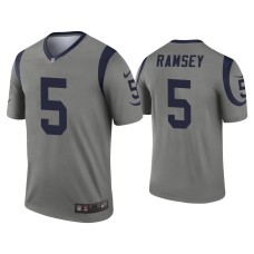 Men's Los Angeles Rams #5 Jalen Ramsey Gray Inverted Legend Jersey