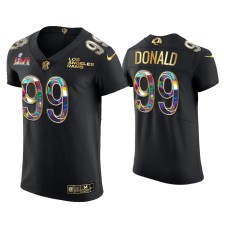 Men's Los Angeles Rams #99 Aaron Donald Black Super Bowl LVI Champions Diamond Jersey