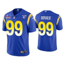 Men's Los Angeles Rams #99 Aaron Donald Royal Super Bowl LVI Captain Patch Jersey