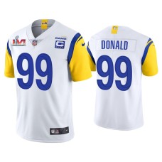 Men's Los Angeles Rams #99 Aaron Donald White Super Bowl LVI Captain Patch Jersey