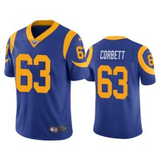 Men's Los Angeles Rams #63 Austin Corbett 100th Season Royal Vapor Limited Jersey