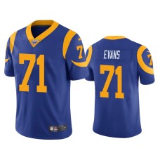 Men's Los Angeles Rams #71 100th Season Bobby Evans Royal Limited Jersey