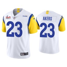 Men's Los Angeles Rams #23 Cam Akers White Super Bowl LVI Limited Jersey