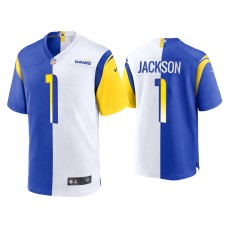 Men's Los Angeles Rams #1 DeSean Jackson Royal White 2021 Split Game Jersey