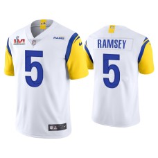 Men's Los Angeles Rams #5 Jalen Ramsey White Super Bowl LVI Limited Jersey