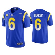 Men's Los Angeles Rams #6 Johnny Hekker Royal Captain Patch Vapor Limited Jersey