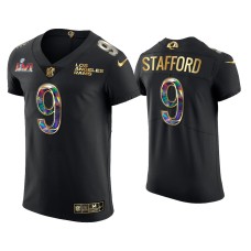 Men's Los Angeles Rams #9 Matthew Stafford Black Super Bowl LVI Champions Diamond Jersey