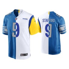 Men's Los Angeles Rams #9 Matthew Stafford Blue White Split Game Jersey