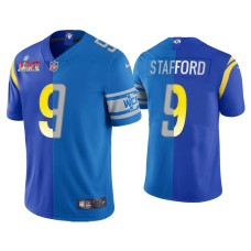 Men's Los Angeles Rams #9 Matthew Stafford Royal Blue Super Bowl LVI Split Limited Jersey