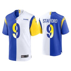 Men's Los Angeles Rams #9 Matthew Stafford Royal White 2021 Split Game Jersey