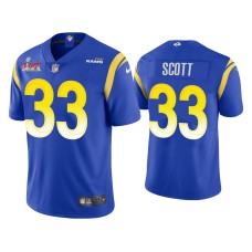 Men's Los Angeles Rams #33 Nick Scott Royal Super Bowl LVI Limited Jersey