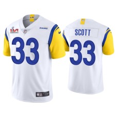 Men's Los Angeles Rams #33 Nick Scott White Super Bowl LVI Limited Jersey