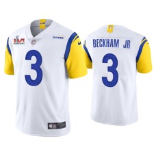 Men's Los Angeles Rams #3 Odell Beckham Jr. White Super Bowl LVI Limited Jersey