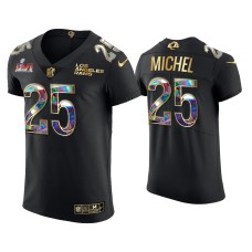 Men's Los Angeles Rams #25 Sony Michel Black Super Bowl LVI Champions Diamond Jersey