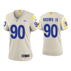 Women's Los Angeles Rams #90 Earnest Brown IV Bone Game Jersey