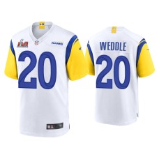 Men's Los Angeles Rams #20 Eric Weddle Super Bowl LVI White Game Jersey