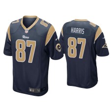 Men's Los Angeles Rams #87 Jacob Harris Navy Game Jersey