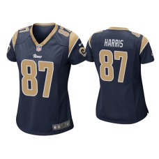 Women's Los Angeles Rams #87 Jacob Harris Navy Game Jersey