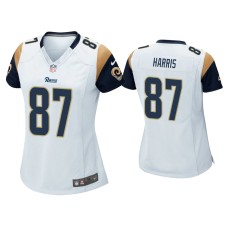 Women's Los Angeles Rams #87 Jacob Harris White Game Jersey