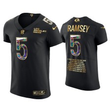 Men's Los Angeles Rams #5 Jalen Ramsey Black Career Highlights Jersey