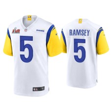 Men's Los Angeles Rams #5 Jalen Ramsey Super Bowl LVI White Game Jersey