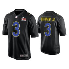 Men's Los Angeles Rams #3 Odell Beckham Jr. Super Bowl LVI Black Game Fashion Jersey