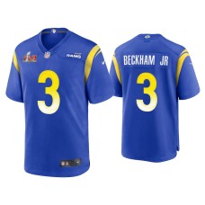 Men's Los Angeles Rams #3 Odell Beckham Jr. Super Bowl LVI Royal Game Jersey