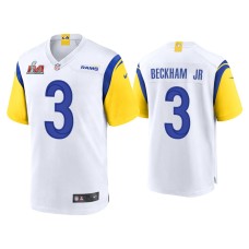 Men's Los Angeles Rams #3 Odell Beckham Jr. Super Bowl LVI White Game Jersey