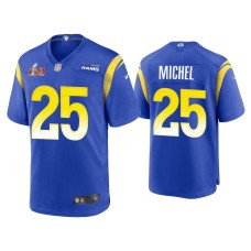 Men's Los Angeles Rams #25 Sony Michel Super Bowl LVI Royal Game Jersey