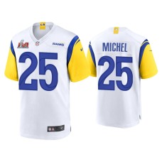 Men's Los Angeles Rams #25 Sony Michel Super Bowl LVI White Game Jersey