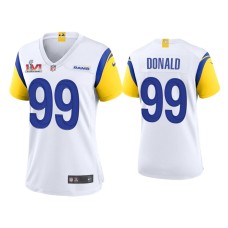 Women's Los Angeles Rams #99 Aaron Donald Super Bowl LVI Champions White Game Jersey