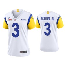 Women's Los Angeles Rams #3 Odell Beckham Jr. Super Bowl LVI Champions White Game Jersey