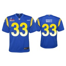 Youth Los Angeles Rams #33 Nick Scott Super Bowl LVI Royal Game Jersey