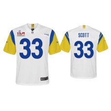 Youth Los Angeles Rams #33 Nick Scott Super Bowl LVI White Game Jersey