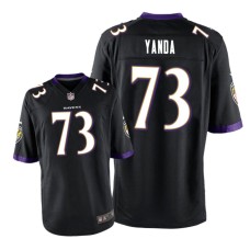 Men's Baltimore Ravens #73 Black Marshal Yanda Nike Game Jersey