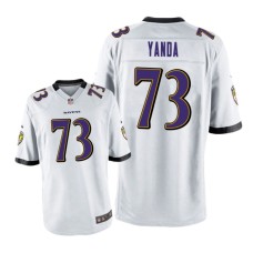 Men's Baltimore Ravens #73 White Marshal Yanda Nike Game Jersey