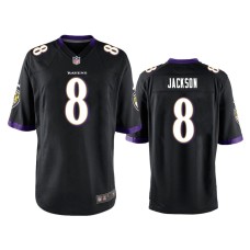 Men's Baltimore Ravens #8 Black Lamar Jackson Nike Game Jersey