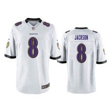 Men's Baltimore Ravens #8 White Lamar Jackson Nike Game Jersey