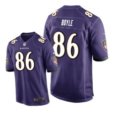 Men's Baltimore Ravens #86 Purple Nick Boyle Nike Game Jersey