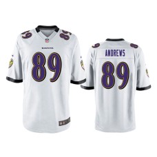 Men's Baltimore Ravens #89 White Mark Andrews Nike Game Jersey