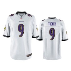 Men's Baltimore Ravens #9 White Justin Tucker Nike Game Jersey