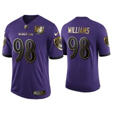 Men's Baltimore Ravens #98 25th Anniversary Brandon Williams Purple Golden Limited Jersey